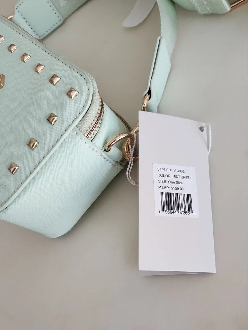 Valentino Orlandi Mint Green Crossbody Bag with Gold Studs